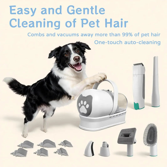 7-in-1 Dog Grooming Vacuum Kit – Pet Hair Clipper, Deshedding & Nail Care