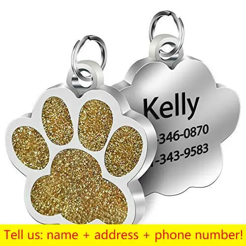Personalized Paw Print Pet ID Tag – Custom Dog & Cat Collar Tag