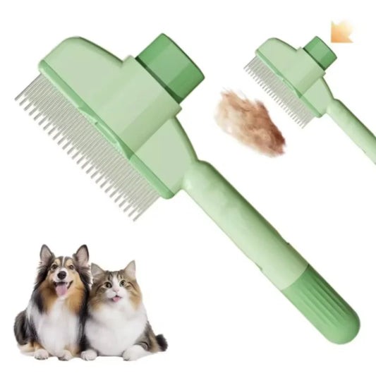 Self-Cleaning Pet Hair Remover & Grooming Comb for Dogs & Cats