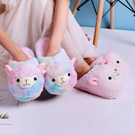 Cute Pink Pig Plush Slippers for Women – Cozy Fuzzy House Shoes
