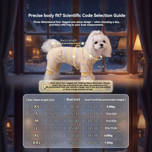 Striped Hoodie Four-Leg Pet Onesie for Dogs & Cats – Cozy Winter Outfit