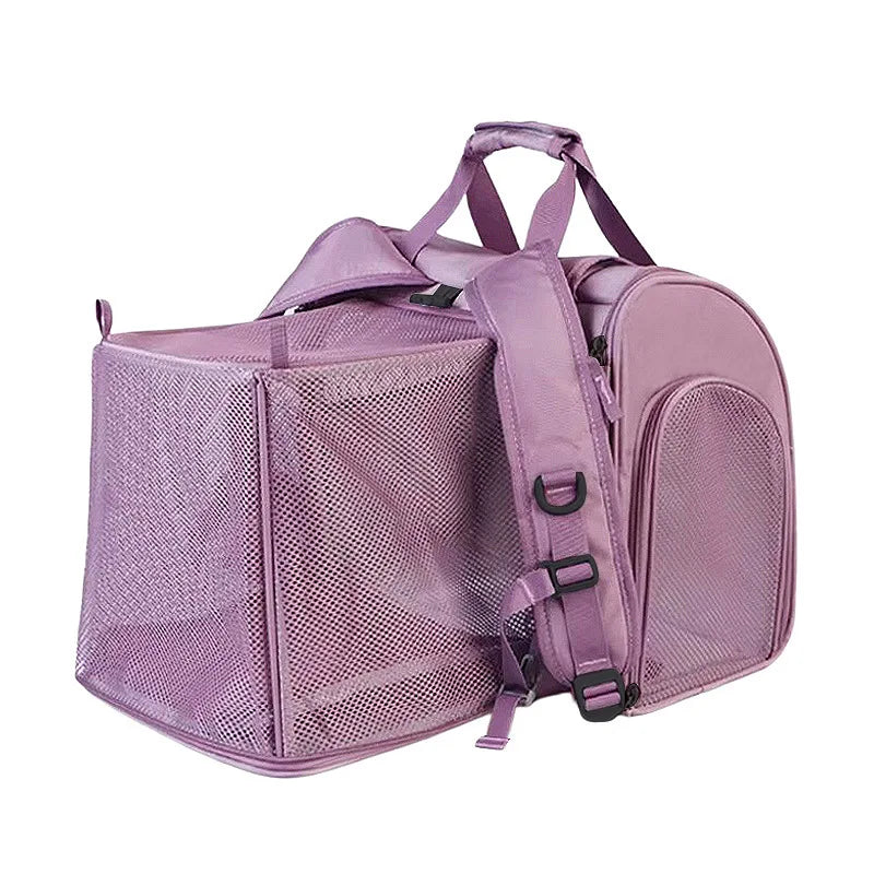 Portable cat bag, expandable large-capacity pet backpack, foldable small-medium-sized dog and cat travel bag Small/Medium Dogs