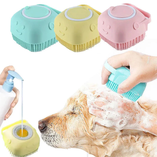 Pet Bath & Shampoo Brush for Dogs & Cats – Silicone Grooming Massage Brush