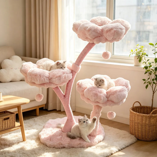 Pink Flower Cat Tree Tower