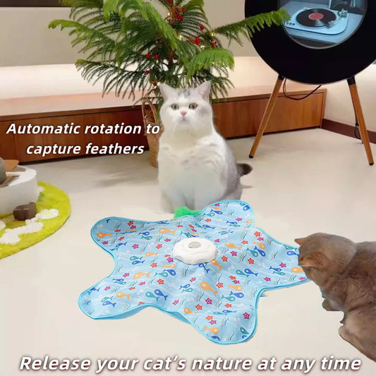 Automatic Interactive Cat Turntable Toy – Moving Feather Chase & Play Toy