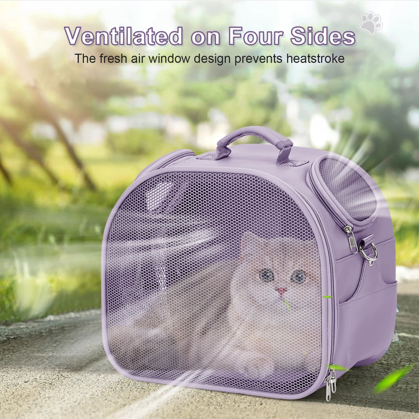 Carry on Pet Carrier Airline Approved Portable Cat Backpack Carrier - Breathable Mesh Design Lightweight for Small to Medium