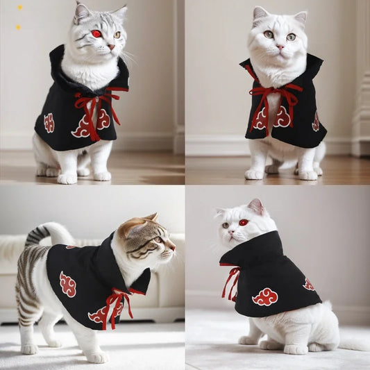 Akatsuki Cloud Pet Cloak – Anime-Inspired Dog & Cat Halloween Costume