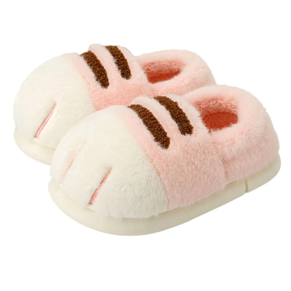 Kitty Claw Plush Slippers – Cute Fuzzy Cat House Shoes for Women