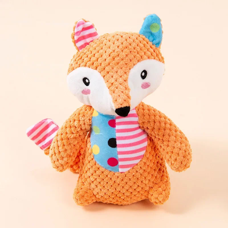 Spliced Animal Plush Pet Toy Bite Resistant Squeaky Interactive Chew Toy Dog Cat Teeth Cleaning Daily Pet Supply