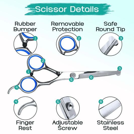 5-Piece Professional Dog Grooming Scissors Set – Stainless Steel Pet Hair Trimming Kit