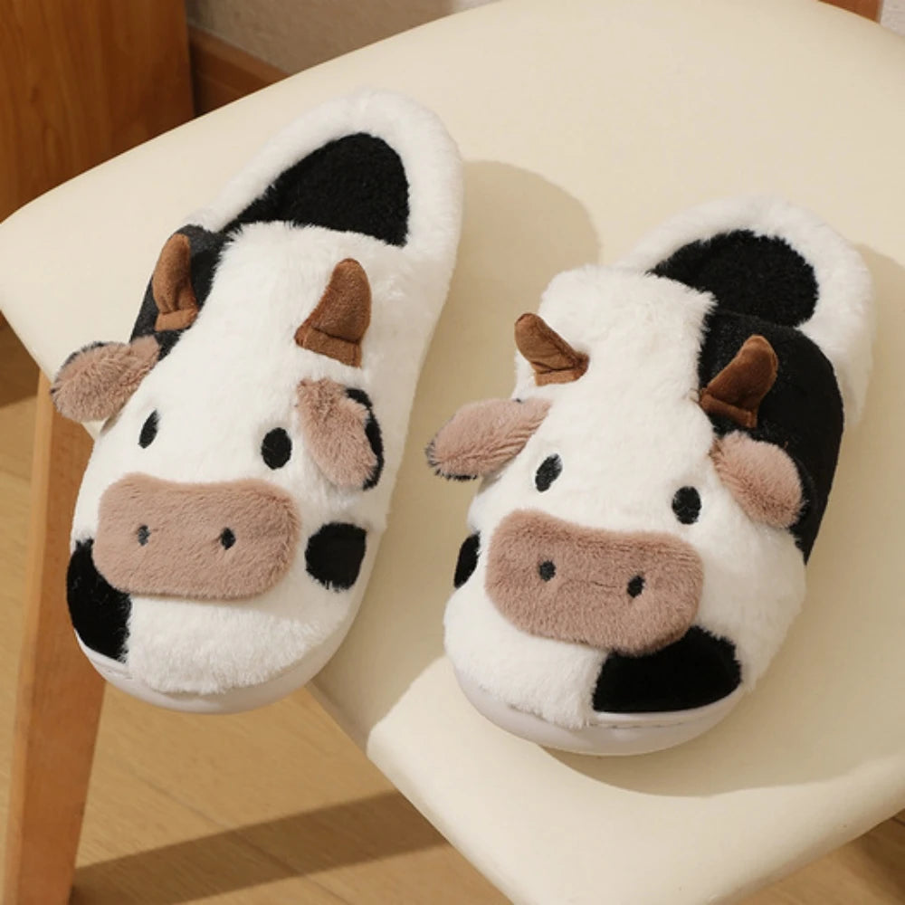 Cute Cow Print Couple Slippers – Cozy Matching House Shoes
