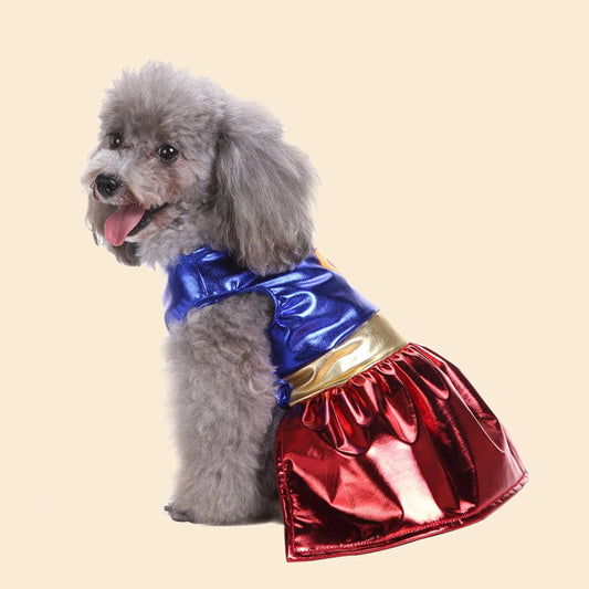 Superwoman Dog Costume – Cute Superhero Dress-Up Outfit for Small Dogs