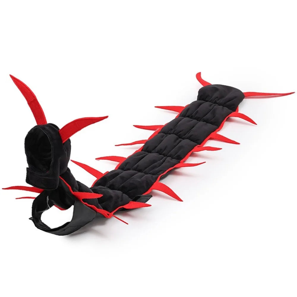 Plush Fluffy Halloween Centipede Cat Costume Long Segmented Simulated Centipede Pet Transform Cosplay Adjustable Creepy