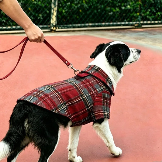 New Christmas fleece warm collar plaid pet shirt dog and cat warm hoodie winter pet clothes