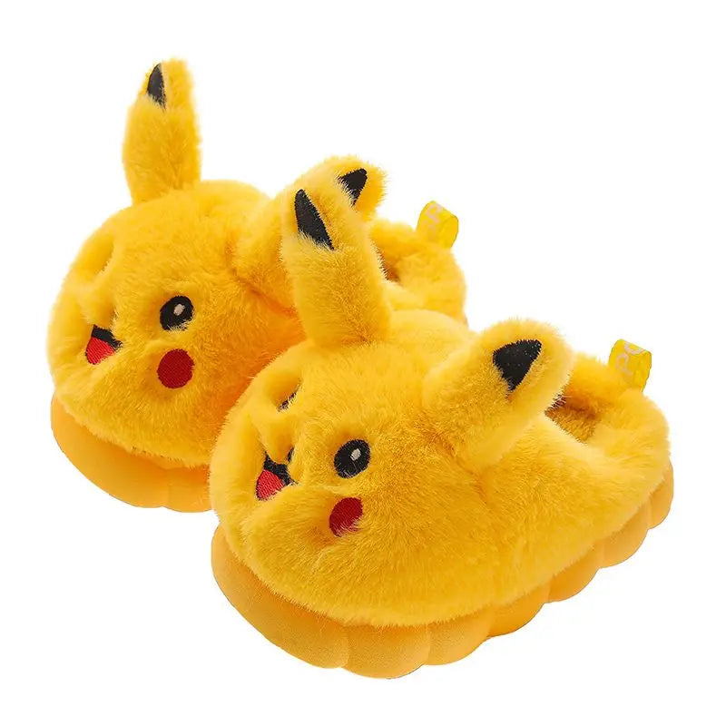 Pikachu Kids’ Plush Slippers – Cute Warm Cartoon House Shoes