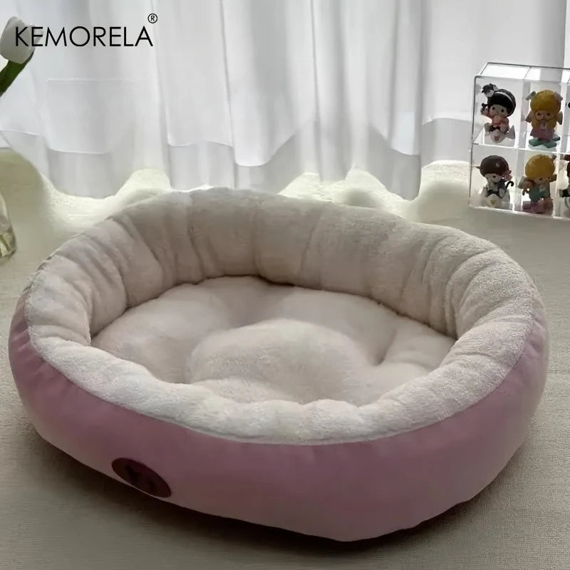 Cozy Oval Cat Bed with Plush Cushion