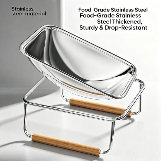 Stainless Steel Double Pet Bowl with Raised Stand