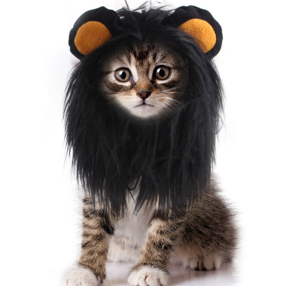 Funny lion mane wig headgear costume for cats and dogs