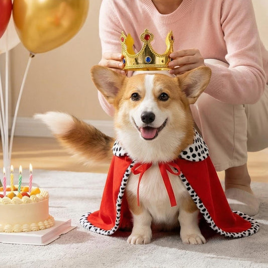 Royal king cape and crown costume for dog Halloween