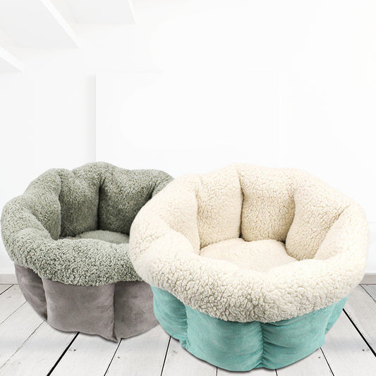 Soft plush keep warm pet nest bed for cats and small dogs