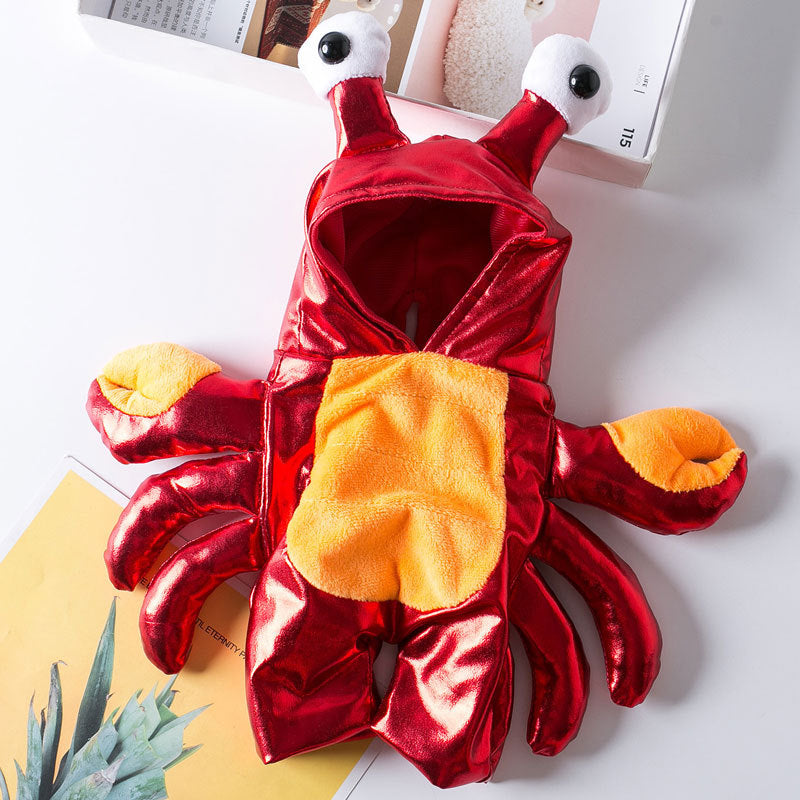 Funny red lobster costume for cats and dogs Halloween
