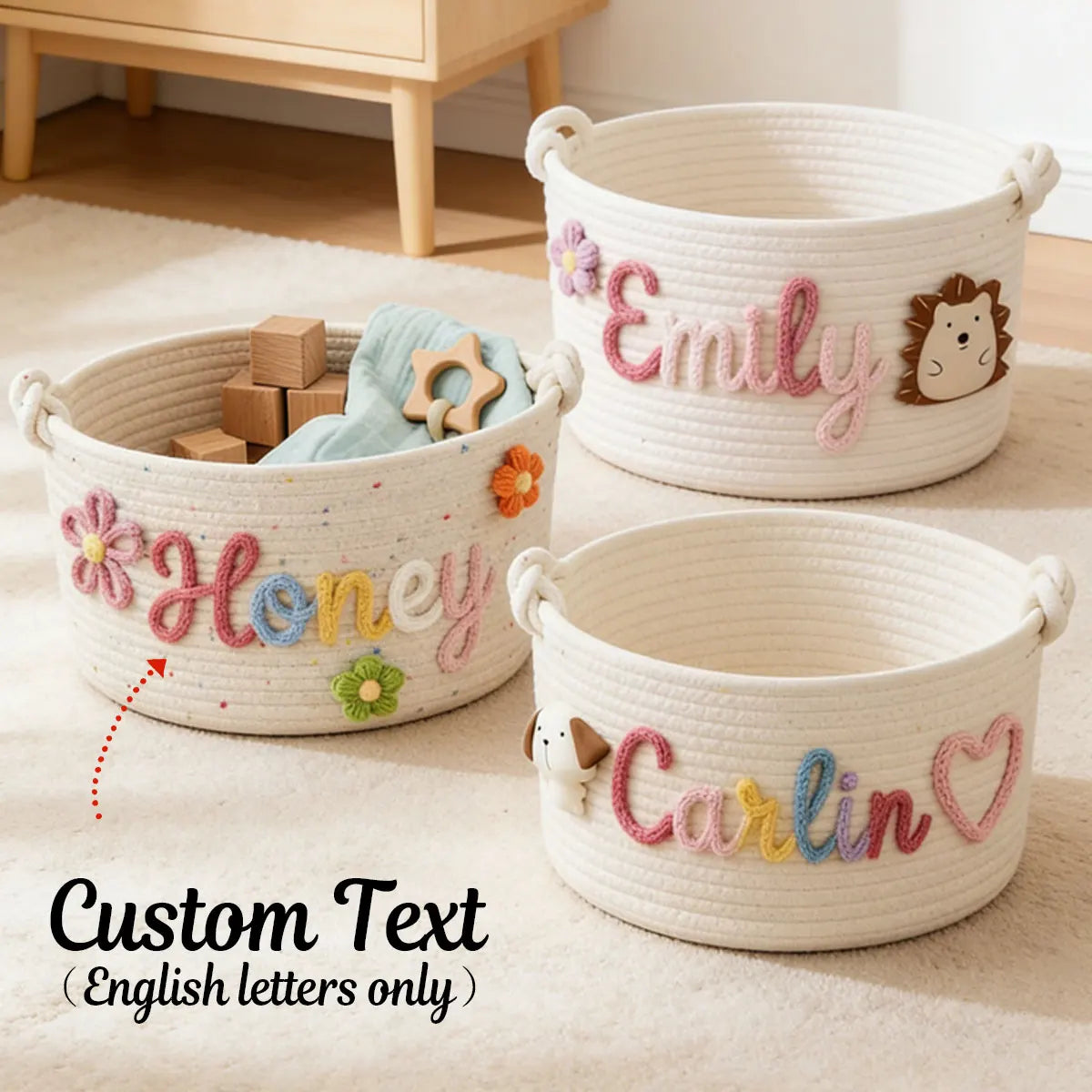 [Custom] 1pc Personalized Name Storage Basket — Pet Treats & Toy Bin, Multifunctional Storage Basket, Holiday Gift