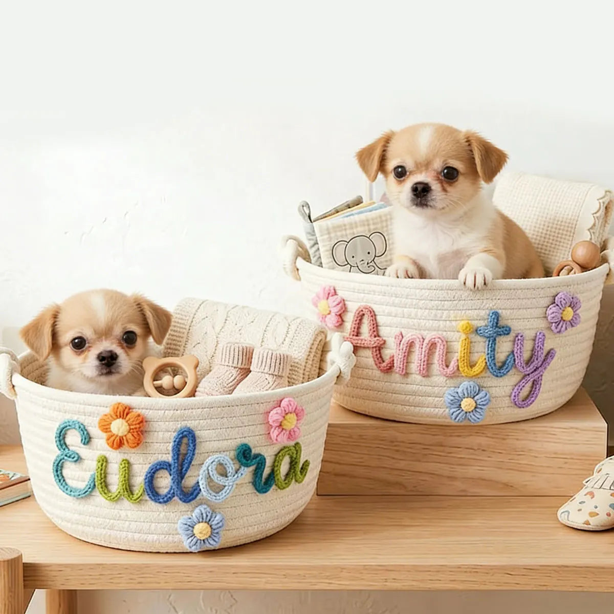 [Custom] 1pc Personalized Name Storage Basket — Pet Treats & Toy Bin, Multifunctional Storage Basket, Holiday Gift