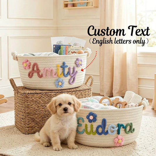 [Custom] 1pc Personalized Name Storage Basket — Pet Treats & Toy Bin, Multifunctional Storage Basket, Holiday Gift