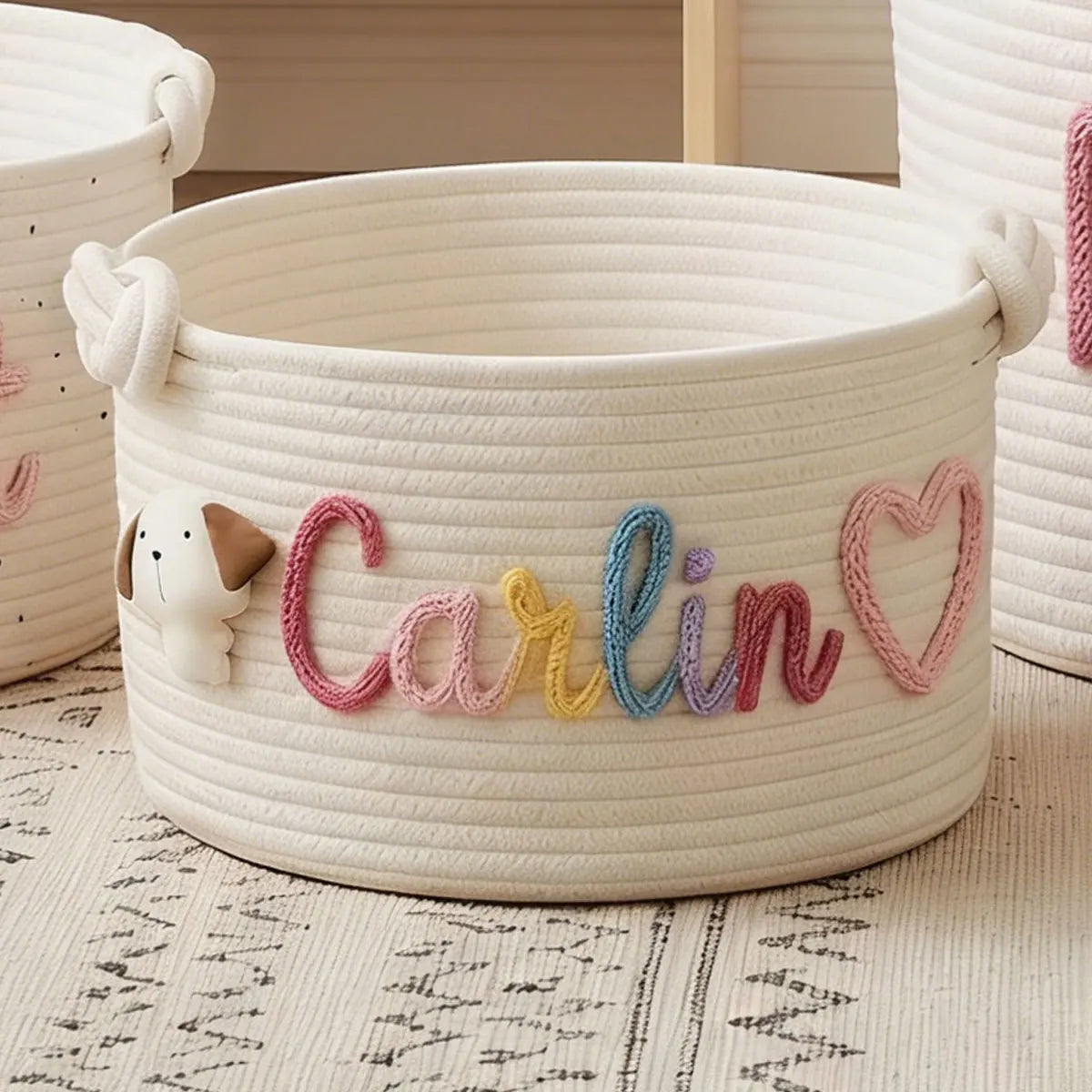 [Custom] 1pc Personalized Name Storage Basket — Pet Treats & Toy Bin, Multifunctional Storage Basket, Holiday Gift