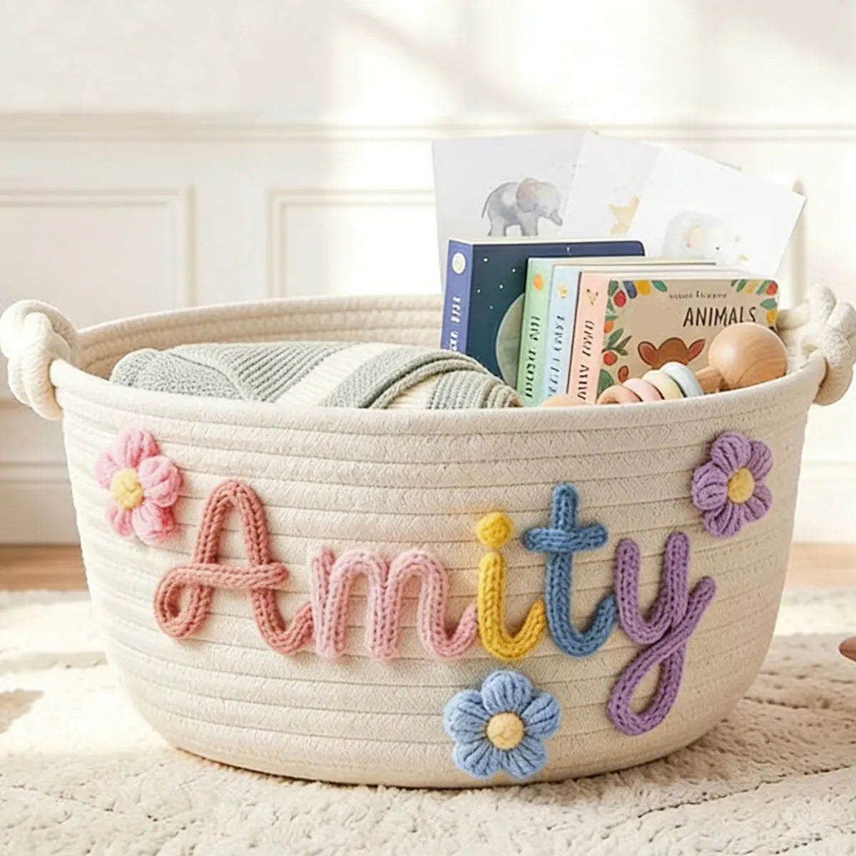 [Custom] 1pc Personalized Name Storage Basket — Pet Treats & Toy Bin, Multifunctional Storage Basket, Holiday Gift