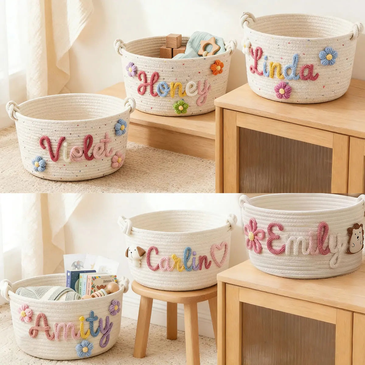 [Custom] 1pc Personalized Name Storage Basket — Pet Treats & Toy Bin, Multifunctional Storage Basket, Holiday Gift