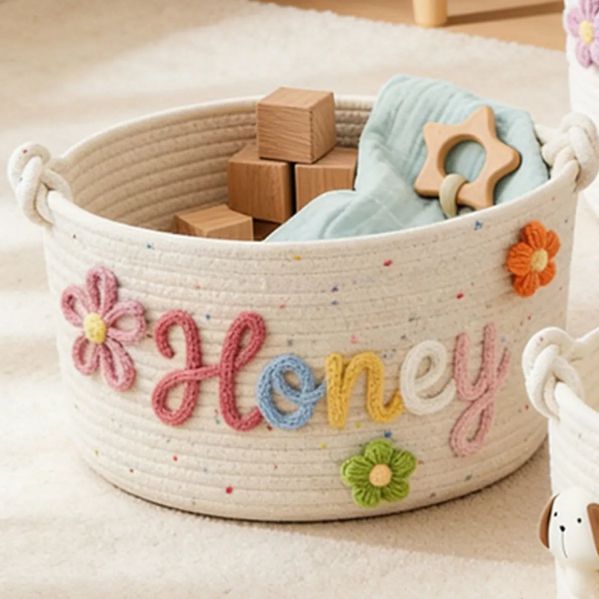 [Custom] 1pc Personalized Name Storage Basket — Pet Treats & Toy Bin, Multifunctional Storage Basket, Holiday Gift