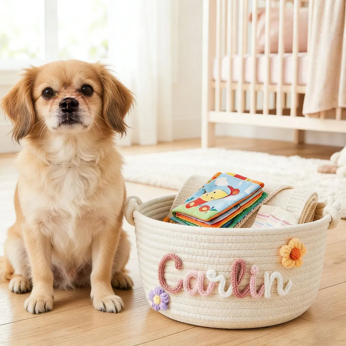 [Custom] 1pc Personalized Name Storage Basket — Pet Treats & Toy Bin, Multifunctional Storage Basket, Holiday Gift