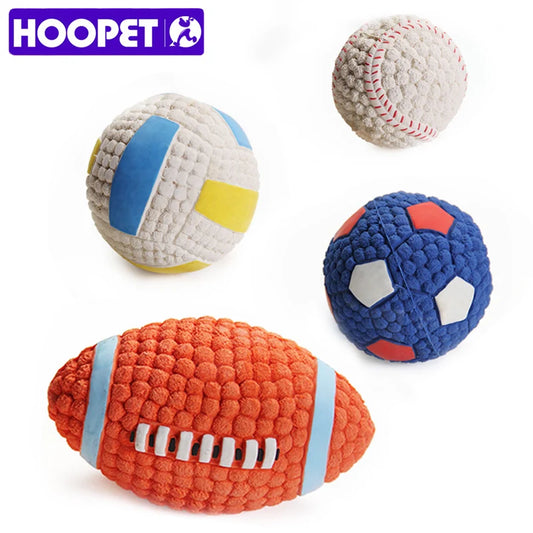 HOOPET Interactive Squeaky Dog Ball – Football, Tennis & Rugby Fetch Toy