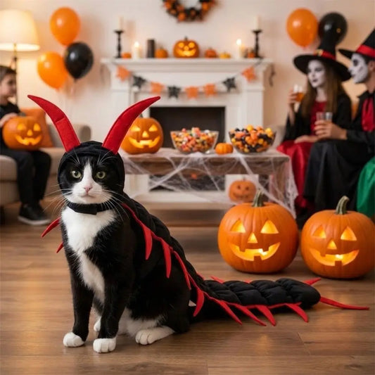 Plush Fluffy Halloween Centipede Cat Costume Long Segmented Simulated Centipede Pet Transform Cosplay Adjustable Creepy