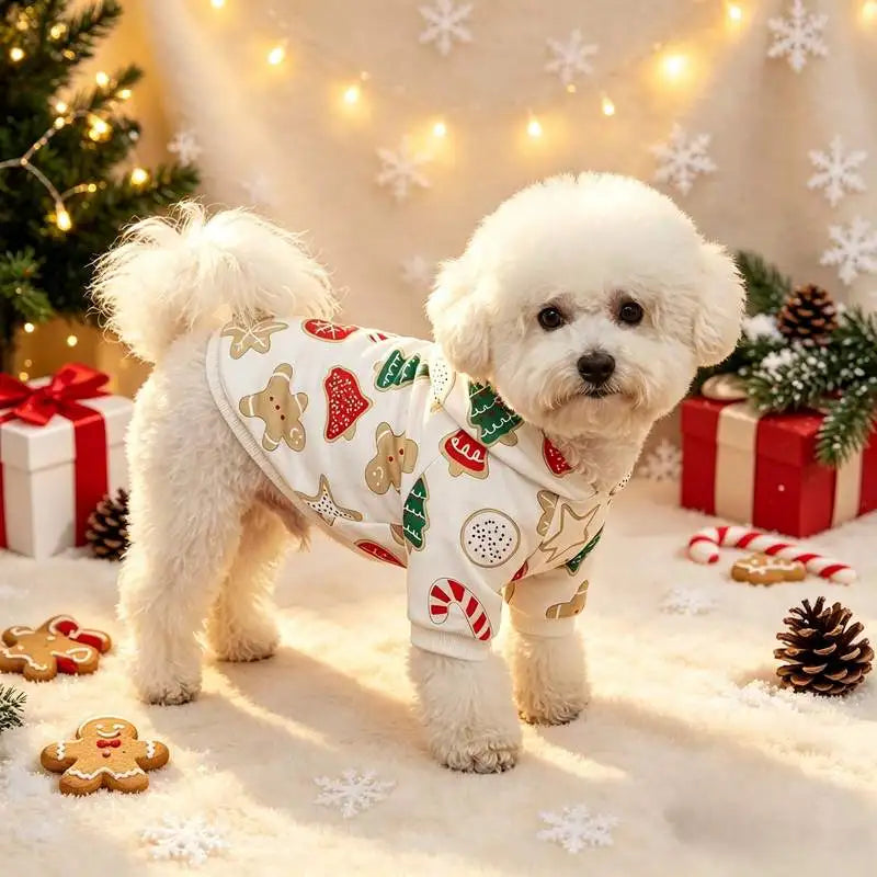 1 Pet Christmas Printed Hoodie Suitable for Cats, Dogs, Christmas Holiday Gift Outfit Matching