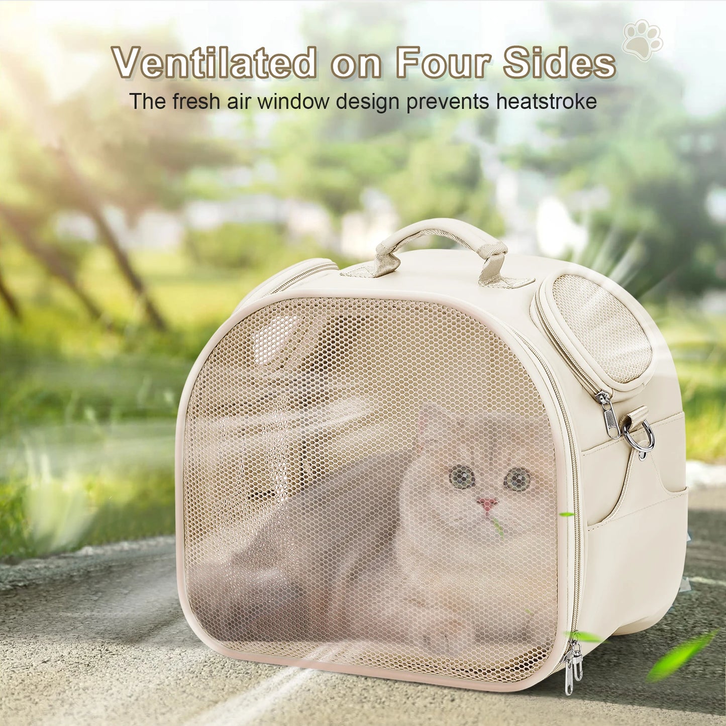 Carry on Pet Carrier Airline Approved Portable Cat Backpack Carrier - Breathable Mesh Design Lightweight for Small to Medium