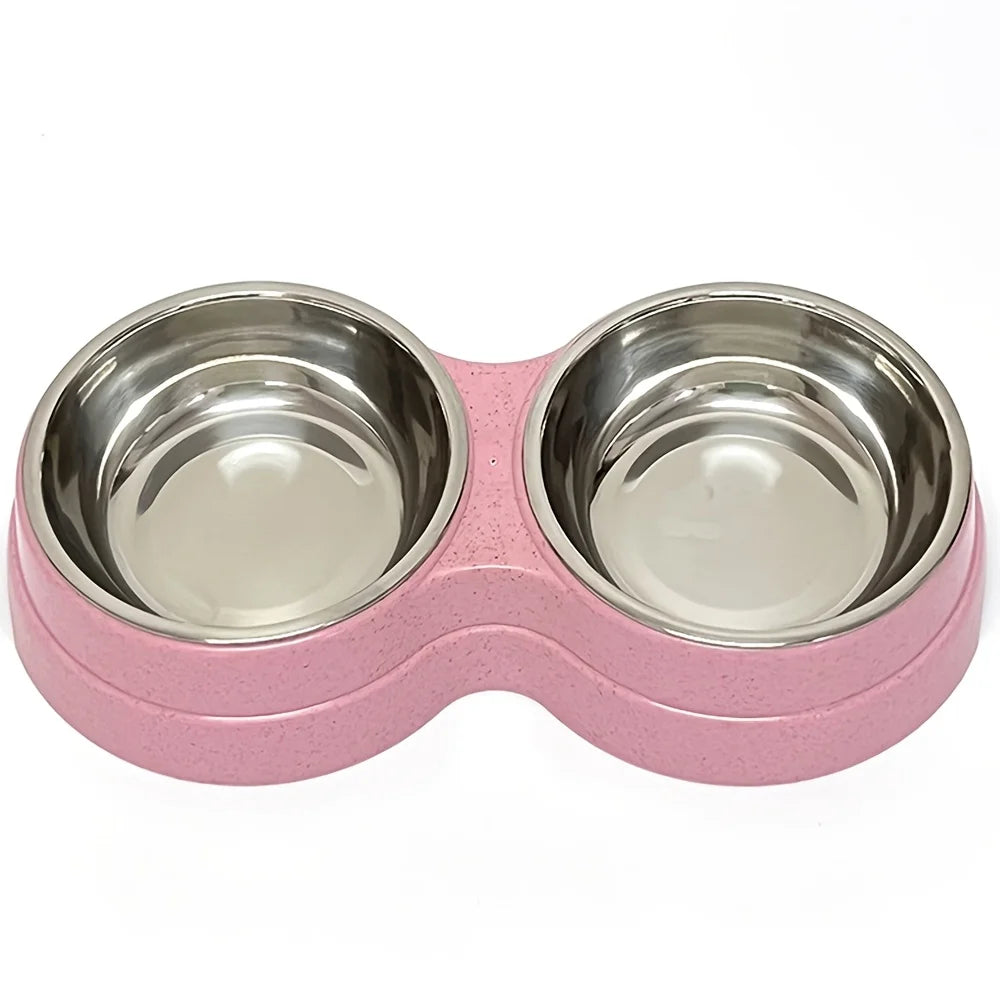 Double Stainless Steel Pet Bowls for Dogs & Cats