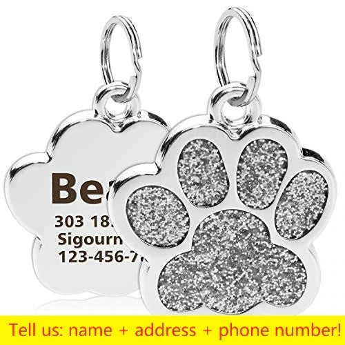 Personalized Paw Print Pet ID Tag – Custom Dog & Cat Collar Tag