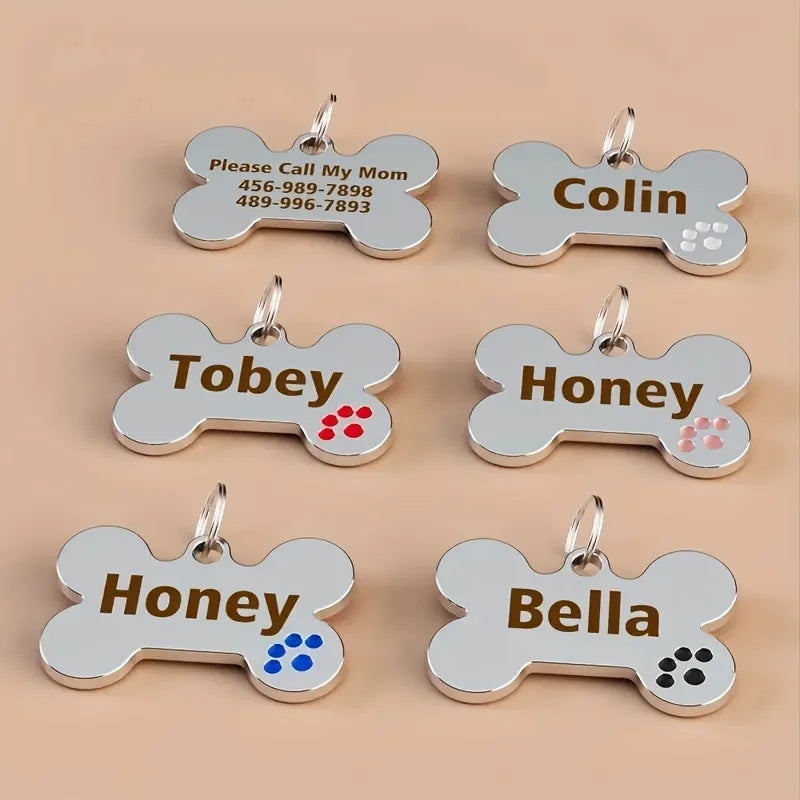 Custom Engraved Zinc Alloy Pet ID Tag Custom Pet Universal Tag Anti-Lost Design Custom Dog & Cat Name and Birthday Phone Number