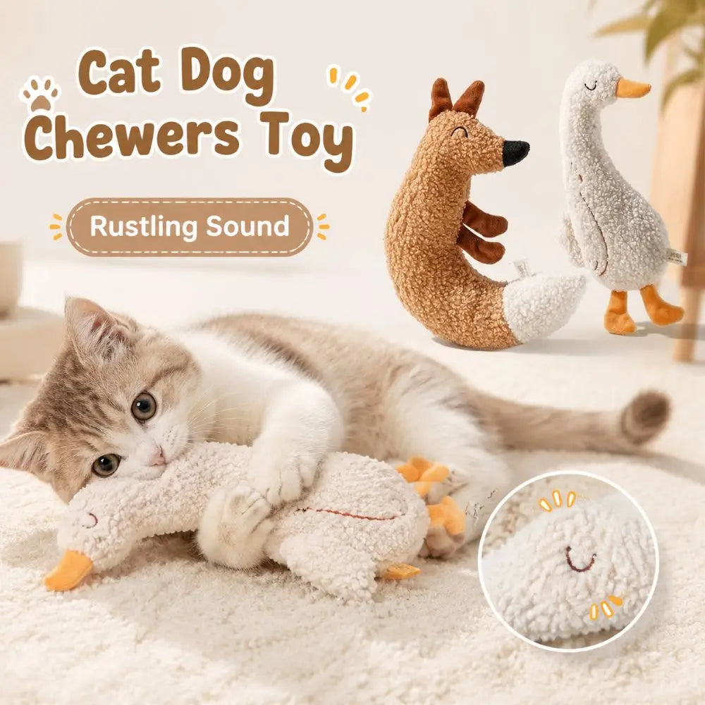 Durable Goose Shape Cat Dog Chewers Rustling Sound Pet Teething Amusing Myself Cartoon Cat Interactive Relieve Boredom