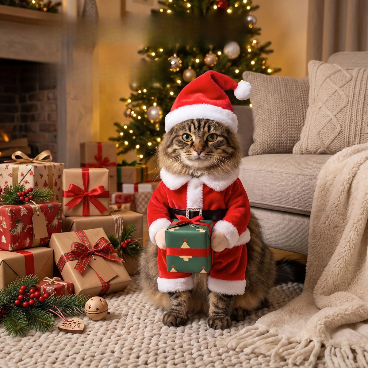 New Christmas Cat Hug Gift Box Clothing Small Dogs Fun and Funny Standing Clothes Pet Supplies