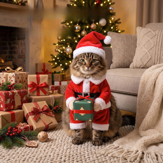New Christmas Cat Hug Gift Box Clothing Small Dogs Fun and Funny Standing Clothes Pet Supplies