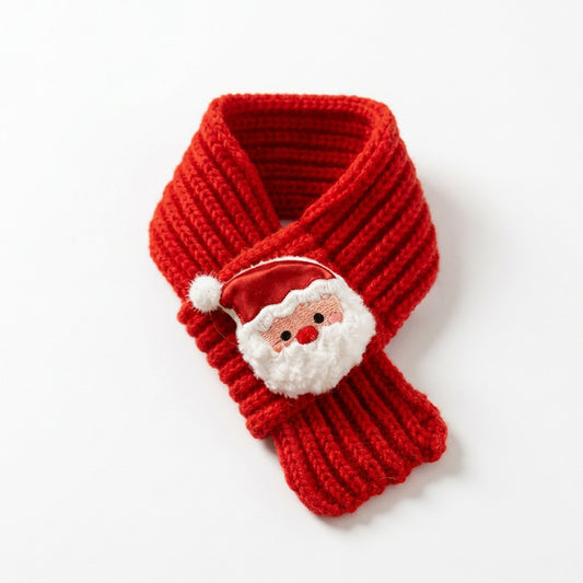Red and green knitted Christmas scarf and collar accessory for dogs and cats