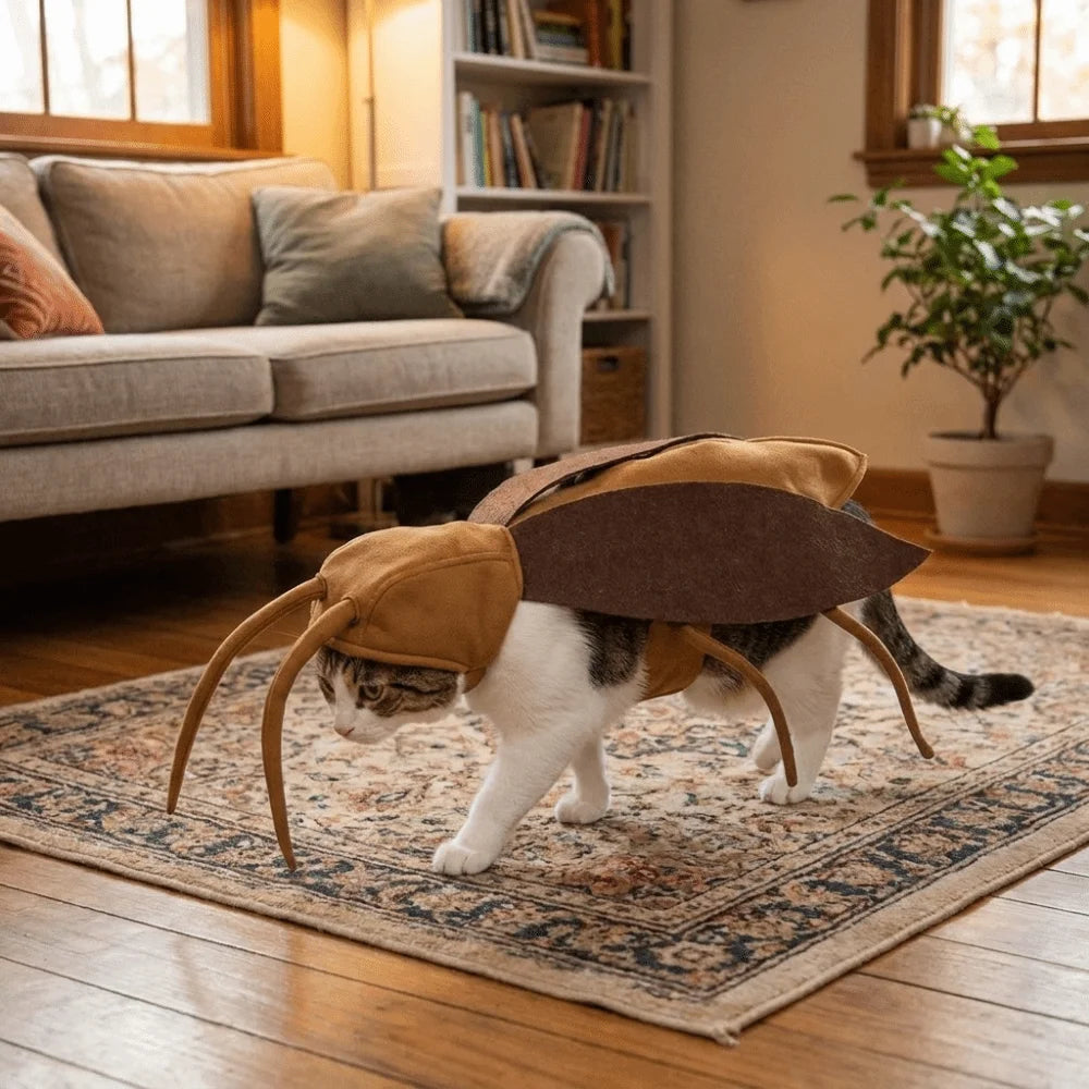 Realistic Cockroach Pet Costume – Funny Halloween Bug Costume for Dogs & Cats