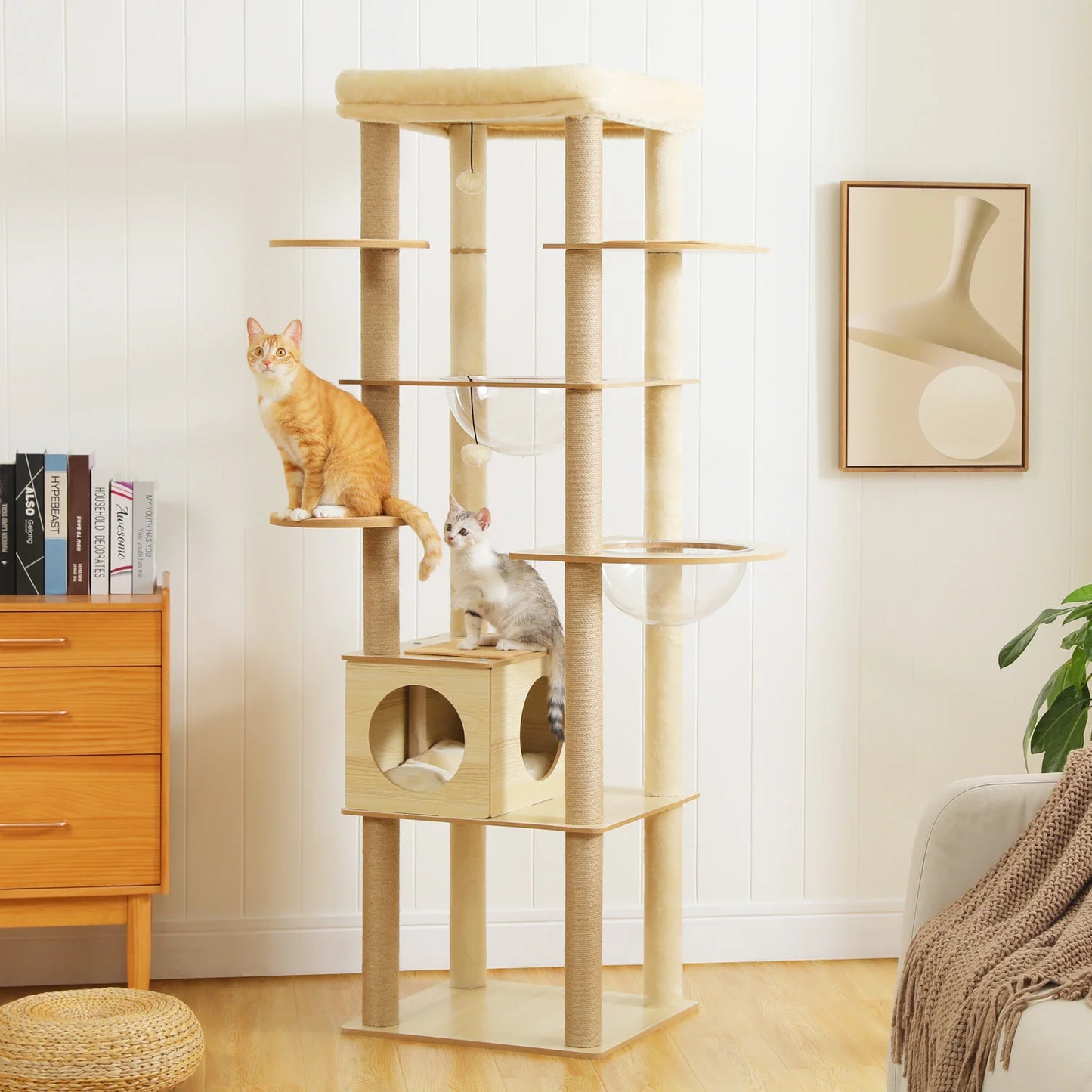 Wood Multi-Level Cat Tree for Indoor Cats