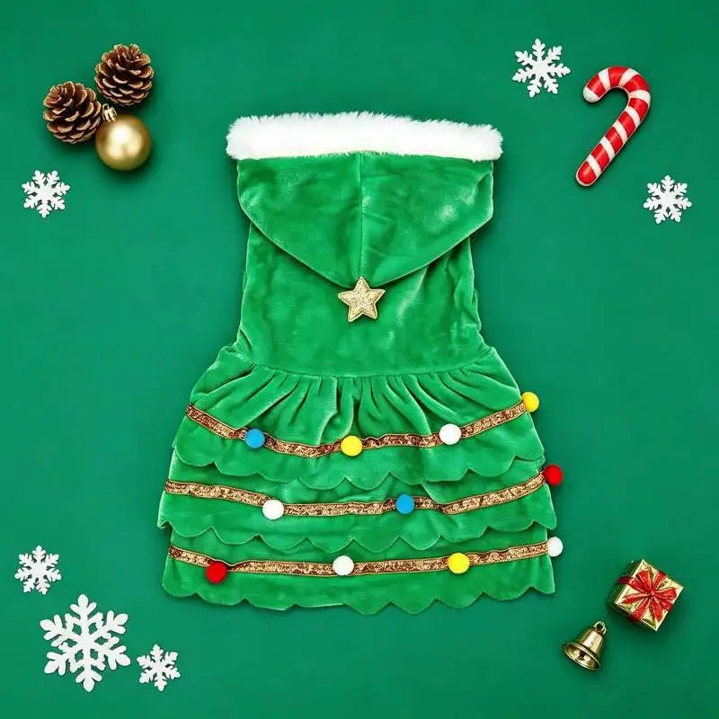 1 pet Christmas green hat Christmas tree dress suitable for cats, dogs, Christmas holiday gift decoration and matching use