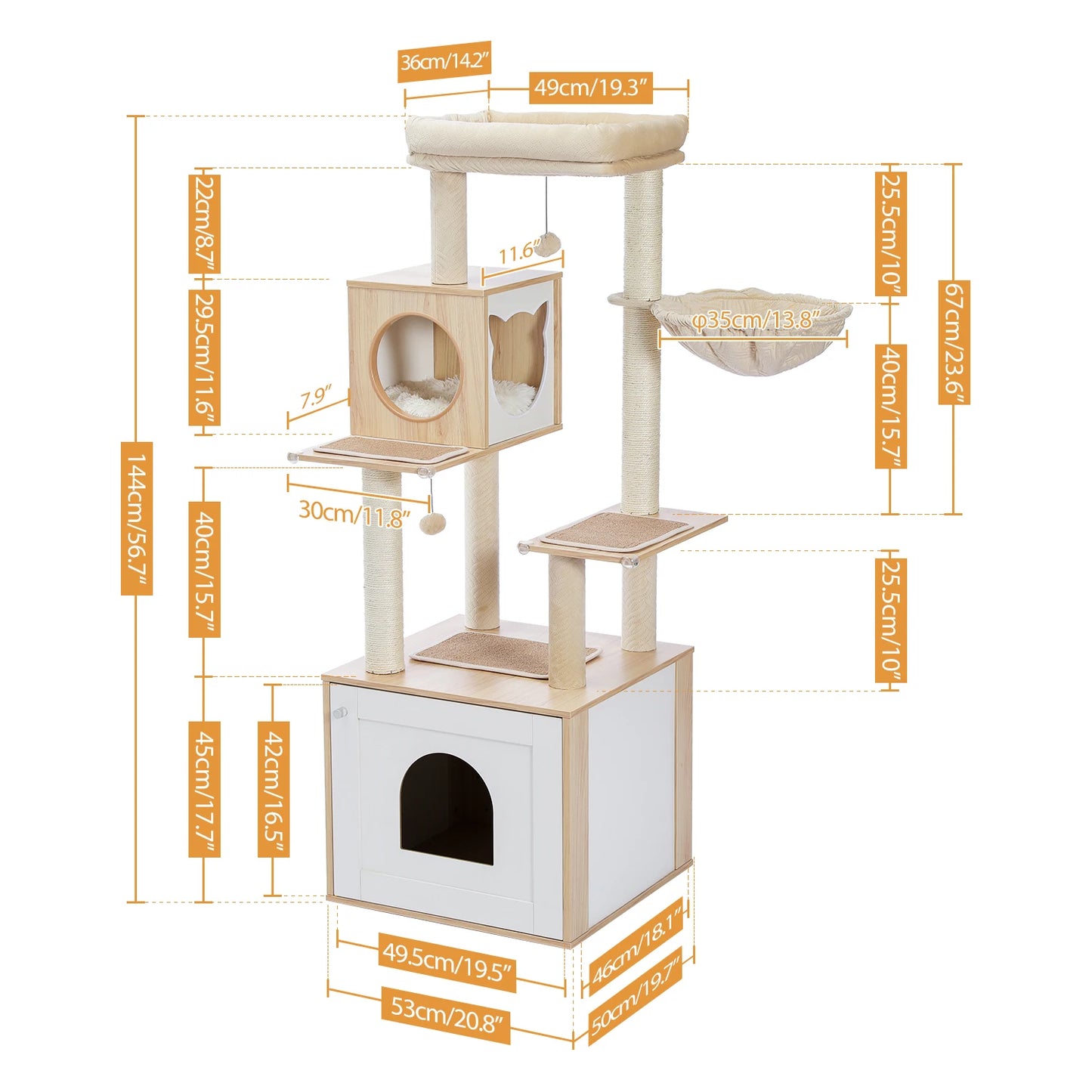 Wood Multi-Level Cat Tree for Indoor Cats