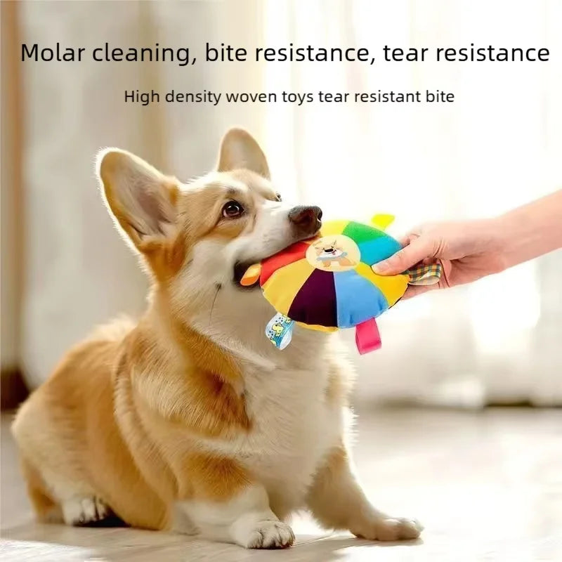 Plush Disc Dog Toy Sound Making Bite Resistant Teeth Grinding Boredom Relief Self Fun Energy Consuming Pet Chew Toy