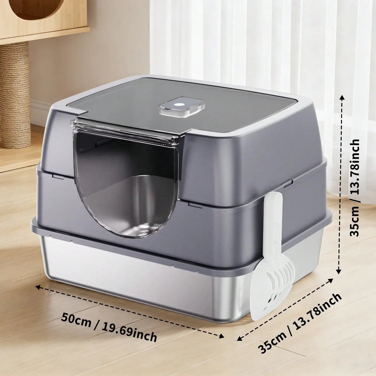 Large Stainless Steel Enclosed Cat Litter Box